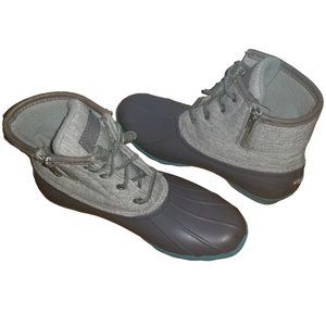 Sperry | Waterproof Women's Duck Boots | Gray/Blue Side Zip | Wool | Size: 7.5 M